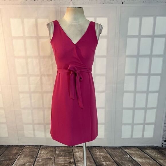🔥🔥5 for $25🔥🔥 Ann Taylor berry pink sleeveless attached wrap look sheath dress - Picture 1 of 10